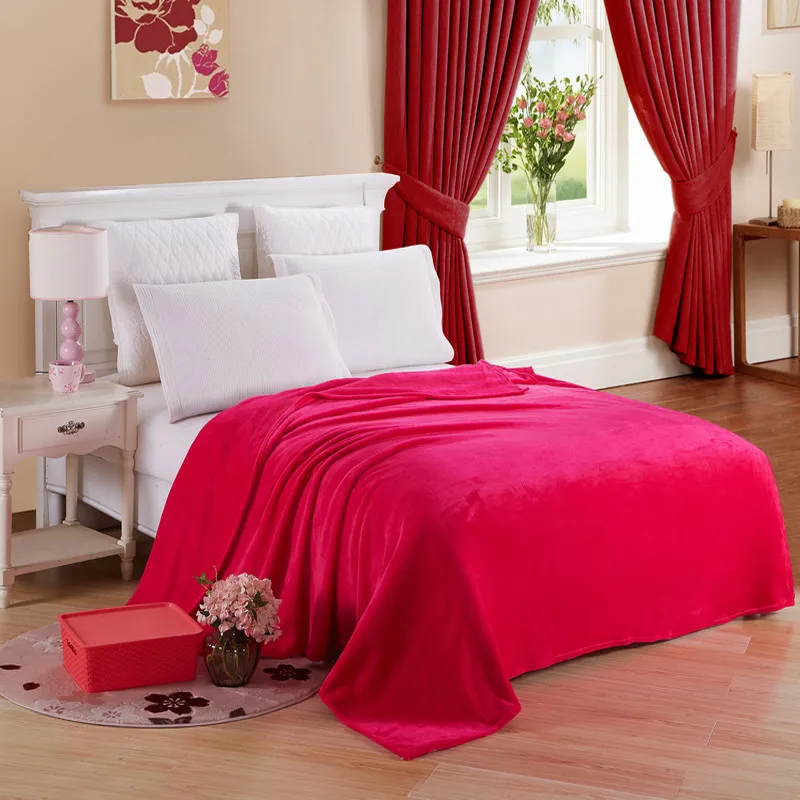 Супер мягкое теплое плотное одеяло из флиса, фланели для взрослых диван-кровать Манта фланелевые одеяла для путешествий большие новые - Цвет: Rose Red