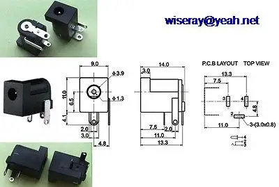 DHL/EMS 1000 шт 3,5 мм X 1,35 мм DC jack socketFemale для PCB вилка зарядного устройства Terminals-A8