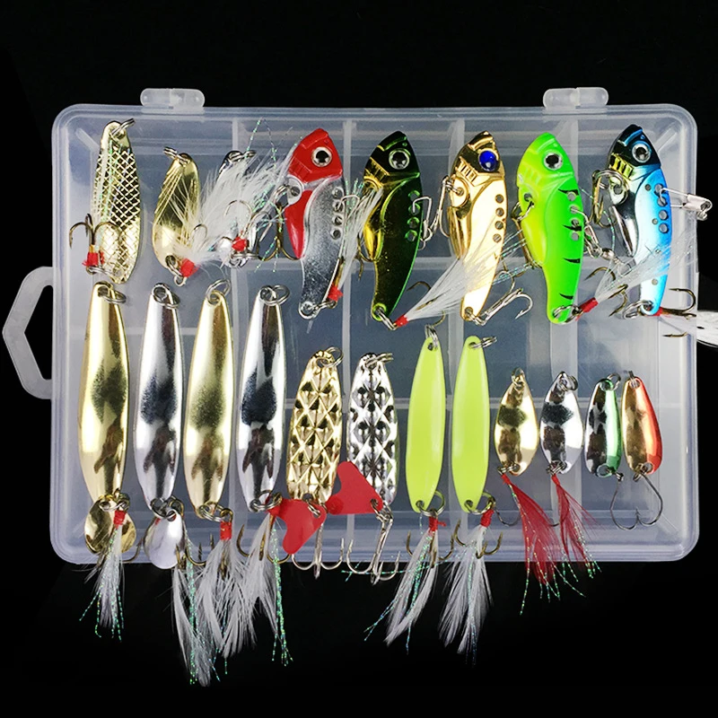 

100% New Fishing Bait Kit VIB Metal Piece Bait Accessories 21 Pieces / Set