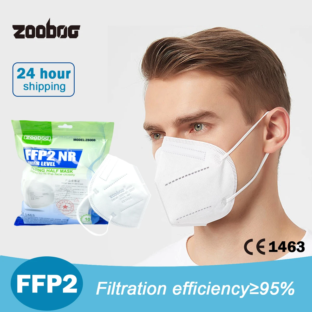 ZOOBOO Mascarillas ffp2 virus face mask 5 Layer FFP2Mask KN95 Filter Respirator FFP2MASK Protective Masken CE fpp2