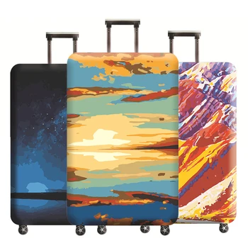 

Mihawk Luggage Protective Covers Thick Polyester Print Trolley Baggage Elastic Dust Protection Travel Trolley Case Accessories