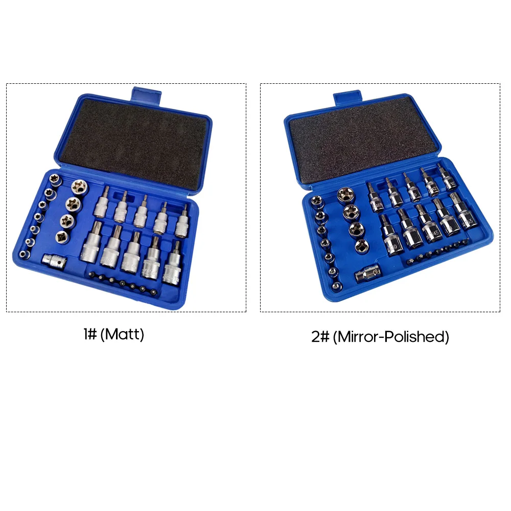 30 шт. мужской женский Torx звезда Socket Набор бит E& T 1/4 3/8 1/2 дюймовый накопитель Torx Набор торцевых головок с хранения Чехол механика инструмент для ремонта