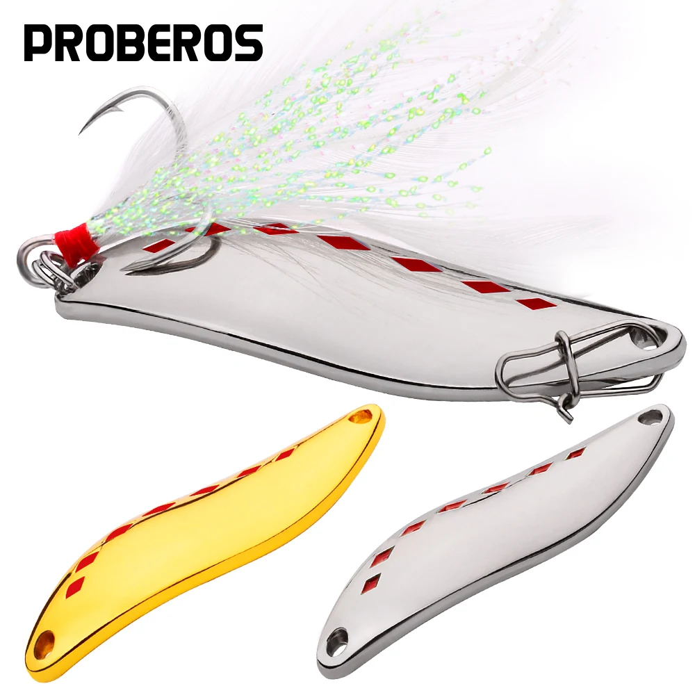 

PRO BEROS Spoon Приманки, 6 шт./лот, приманка для рыбалки, Золотой/Серебряный цвет, ложка, приманки, рыболовные снасти, 5g-28 г/44 мм-65 мм, рыболовная приманка