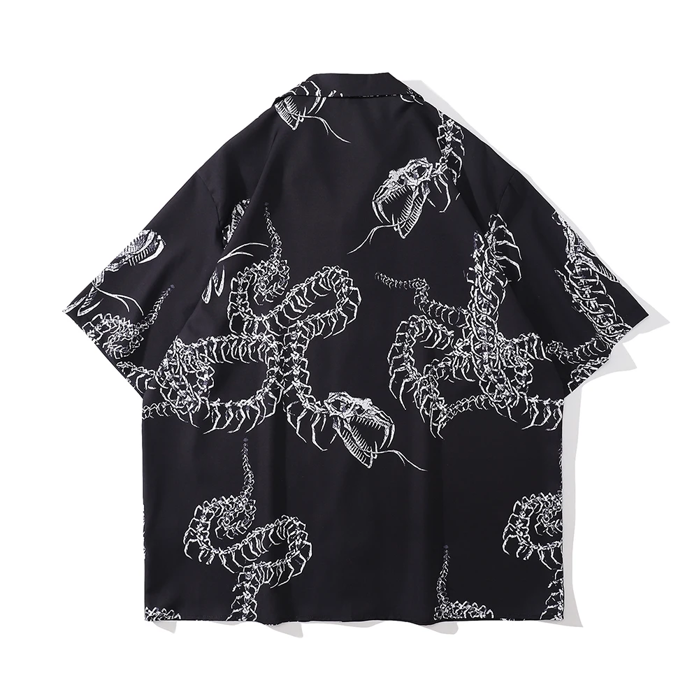 Men Summer Thin Material Shirt Polo Shirts Dark Icon Skeleton Dragon