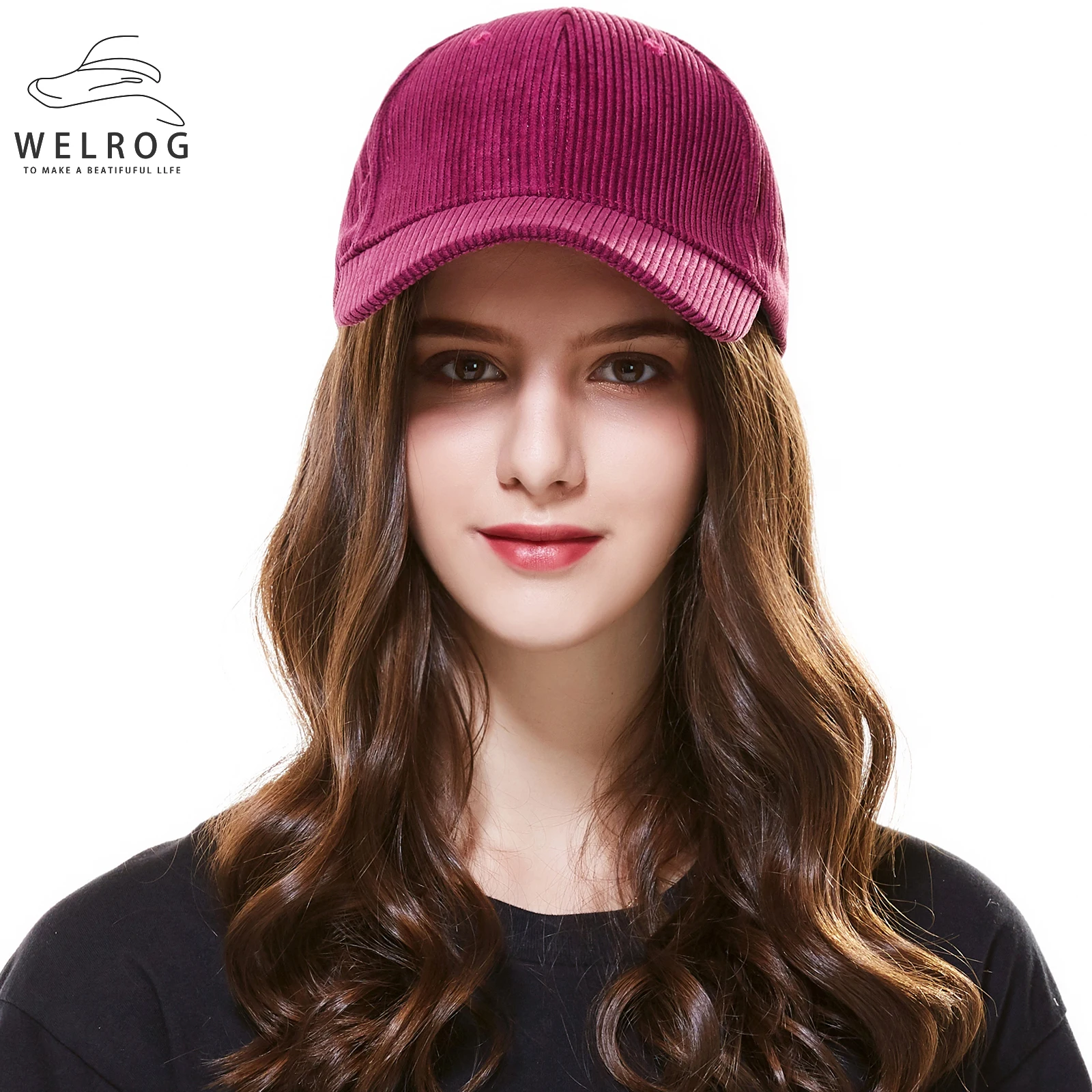 

WELROG Solid Velvet Ponytail Baseball Caps Pinstripe Women Sport Visor Hats Women Autumn Winter Snapback Cap Hip Hop Hat