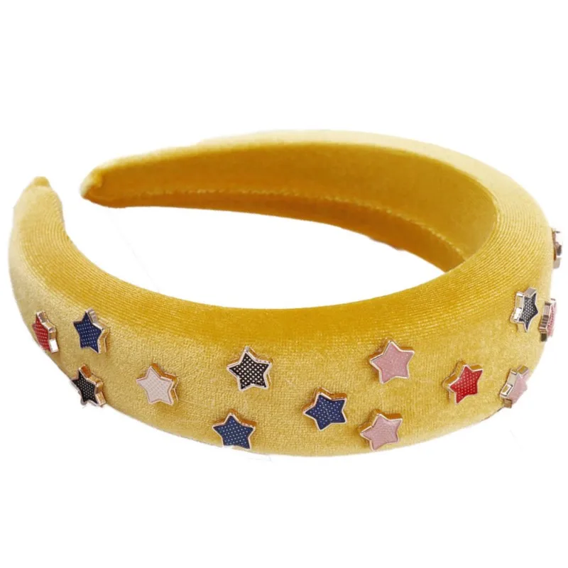 Fioday/Новинка; Красочные Головные уборы для ногтей со звездами для женщин; толстые бархатные повязки для девочек; эластичные повязки для волос; ободок; обручи; Прямая