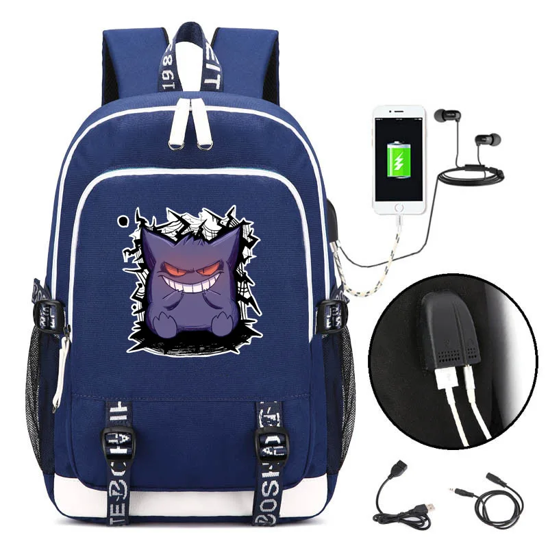 Аниме Рюкзак Pokemon Pikachu Eevee подростковый USB рюкзак для ноутбука мальчики девочки школьный женский рюкзак на плечо дорожная сумка мужской рюкзак