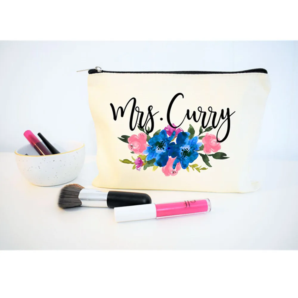 

Floral Makeup Bridesmaid Gift Bag Team Bride Bachelorette Party make up bag bridal shower decoration Wedding Favor cosmetic bag
