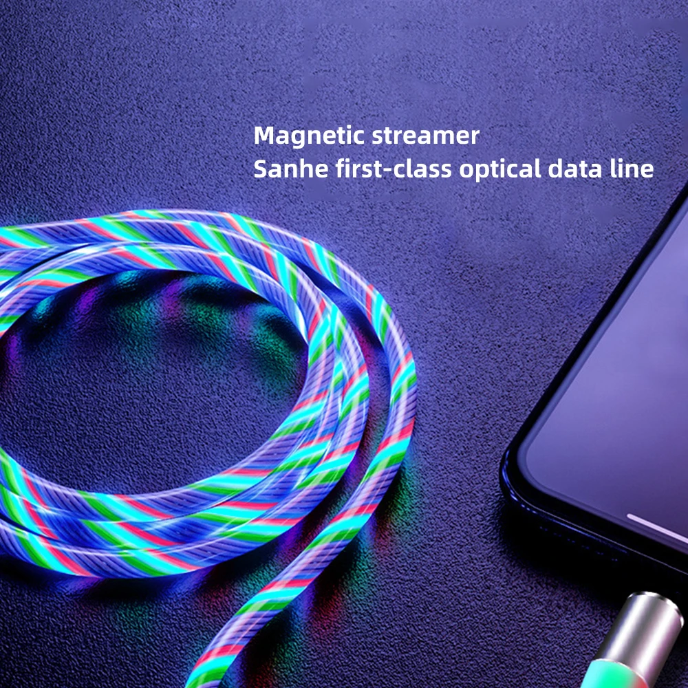 FDBRO зарядное устройство USB-C кабель для Xiaomi huawei samsung Магнитный 1 м светильник type C Micro USB светодиодный кабель передачи данных для быстрой зарядки