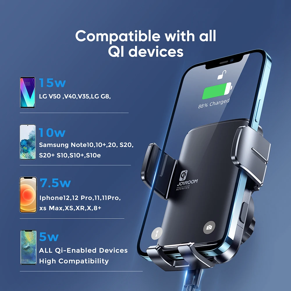 15W Car Phone Holder Wireless Charging Stable Rotatable Air Vent Dashboard Phone Holder Car Charger Support For iPhone Mount