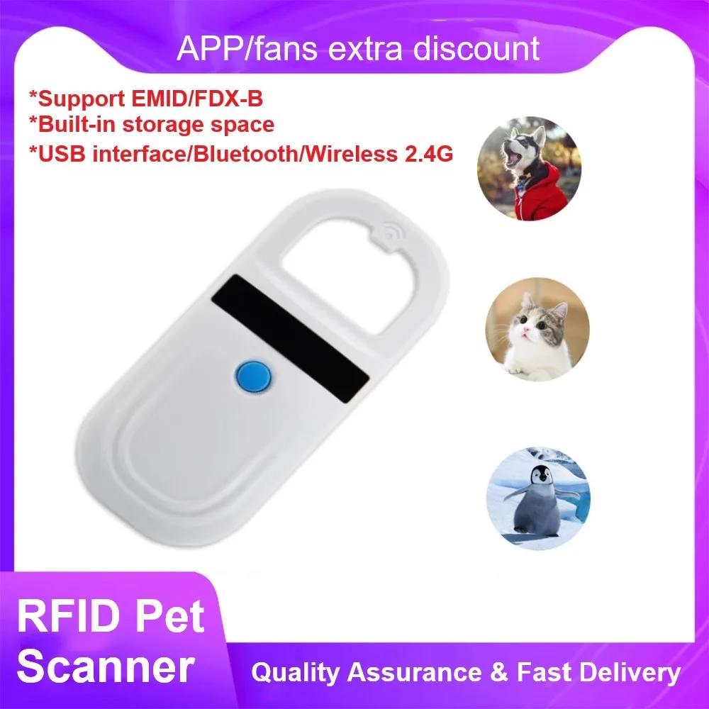 Pet Scanner Support Emid Iso11784/5 Fdxb Animal Pet Id Chip Reader Usb