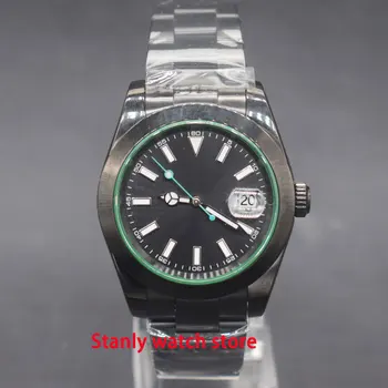 

Sapphire crystal 40mm black sterile dial luminous marks pvd coated case miyota 8215 automatic movement men's wrist watch