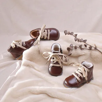 

Autumn Winter New Kids Martin Boots Comfortable Warm Baby Fashion Casual Shoes Soft Soles High Toddler Kids Pu Leathter Shoes