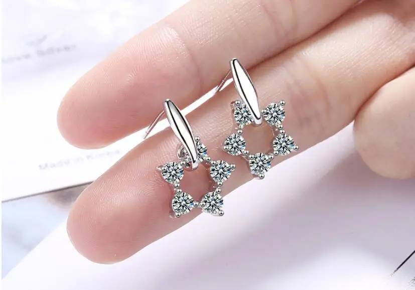 Exquisite Sweet Zircon Round Stud Earrings For Women Trend Creative 925 Sterling Silver Party Gift Jewelry Accessories SAE406