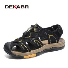 DEKABR/модные мужские сандалии из натуральной кожи; Летняя обувь; легкие удобные мужские пляжные сандалии; кожаная мужская обувь размера плюс 38-46