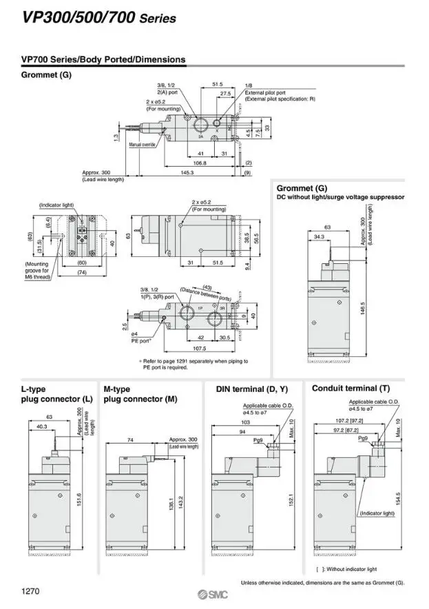 VP342-4DZD1-02A SMC соленоидный резиновый клапан уплотнение 3 порта/Пилот Poppet тип Корпус порт ed/одиночный блок VP VP300 серия пневматический
