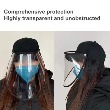 

1PC Protective Cap with Face Shield Anti Infection Anti-fog Saliva Reusable Detachable Baseball Cap Face Mask Sun Protection