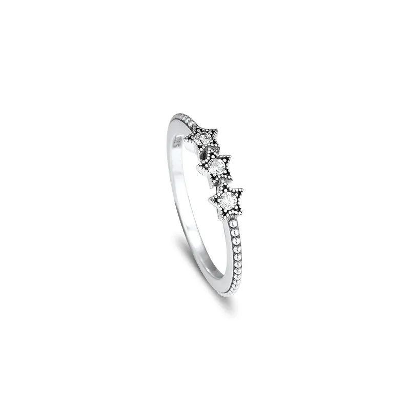 

Celestial Stars Ring 925 Sterling Silver Jewelry Pave Stone Crystal Winter Lady Silver Rings for Women Clear CZ Stackable Ring