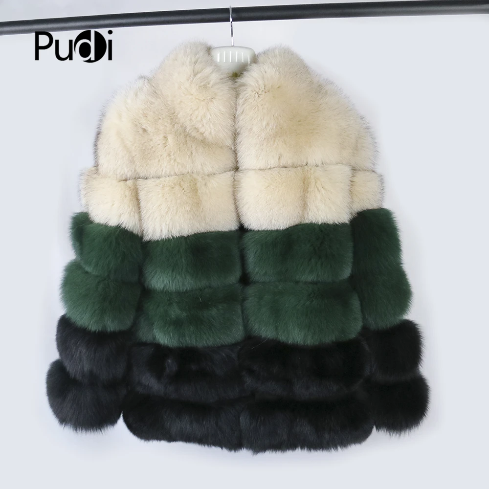 

CT914 women knitted Real fox fur coat jacket overcoat standing collar lady fashion winter warm genuine fur coat outwear
