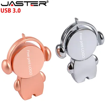 

JASTER USB 3.0 Cute Metal Music Man USB Flash Drive 128GB 64GB 32GB Pen Drive Flash Memory Stick U Disk (over 10 pcs free LOGO)