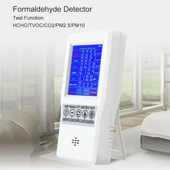 

Digital Air Quality Monitor Formaldehyde HCHO/TVOC/CO2/PM2.5/PM10 AQI Detector Tester Protable Gas Analyzer