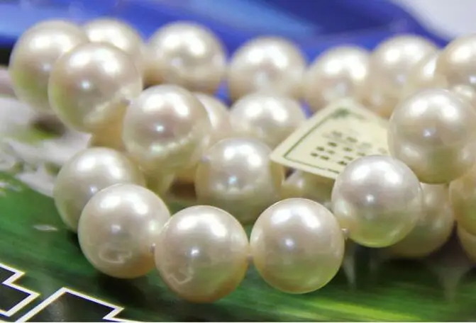 fine jewelry gorgeous 10-11mm light shine round white freshwater pearl necklace 18INCH genuine female send mom 925 silver clasp
