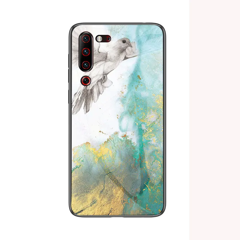 Для lenovo Z6 Pro Lite Z5S чехол с мраморным глянцевым закаленным стеклом Мягкий Силиконовый противоударный жесткий чехол для телефона для lenovo Z6Pro 5G чехол - Цвет: Flying Pigeon