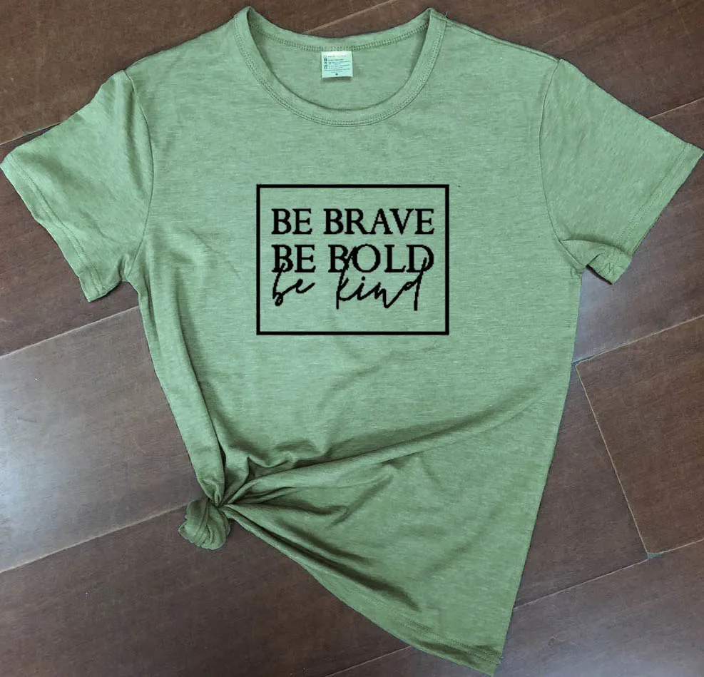 Olive - black txt Будьте смелы быть Вид Для женщин футболка для христианина лозунг моды унисекс гранж tumblr повседневные camisetas tumblr Библии tee top - Цвет: Olive - black txt