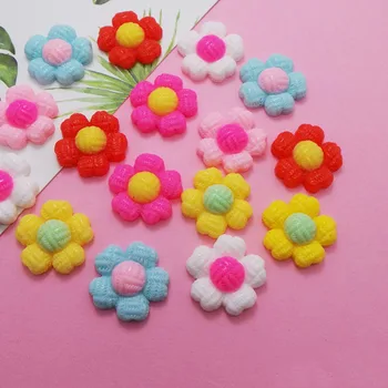 

100pcs/lot Cute Colorful Flowers Resin Decoration Crafts Flatback Cabochon Scrapbooking Fit Hair Clips Embellishments Beads Diy