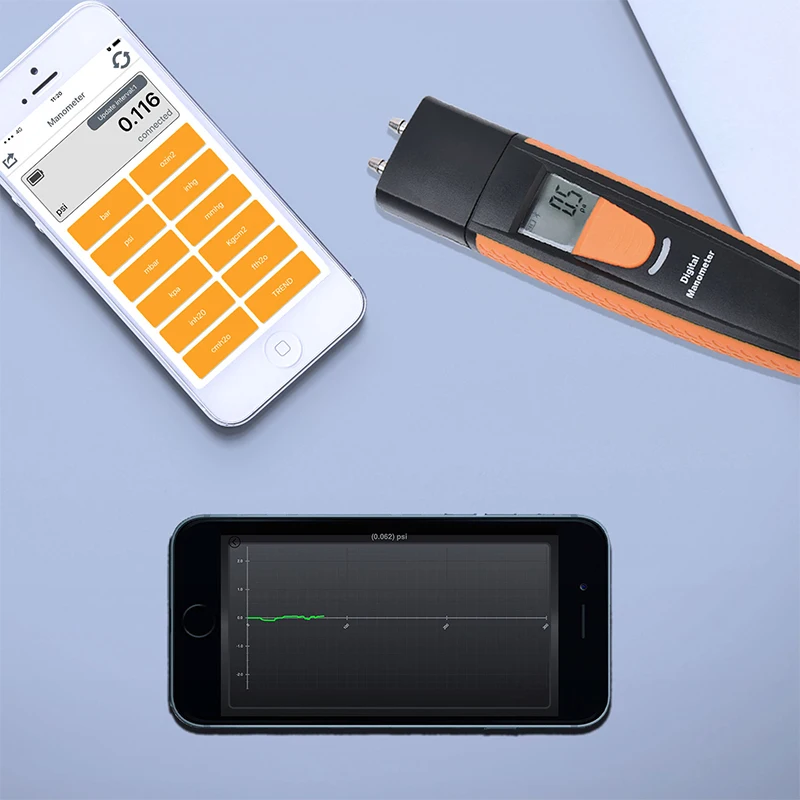 Цифровой манометр с Bluetooth двойным портом датчик давления HVAC газовый тестер