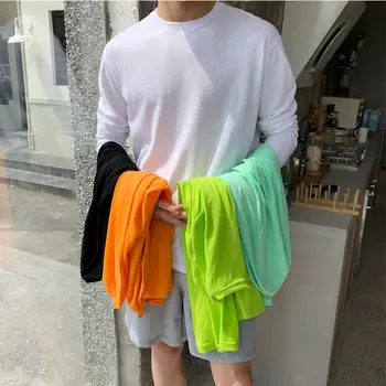 

Men's T-shirts The new summer 2020 slim-fitting lovers pure color long-sleeve T-shirts loose casual personality youth men's wear