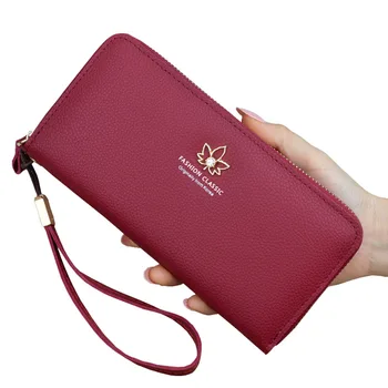 

Hot Selling! Casual Women's Wallet Leather Card Holder Clutch bag Wallets Long Coin Purse With Wrist strap Wallets for Women New