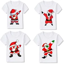 Детские Забавные футболки с рождественским узором для мальчиков и девочек детская футболка с Санта Клаусом детская одежда топы, футболки, футболки белые футболки