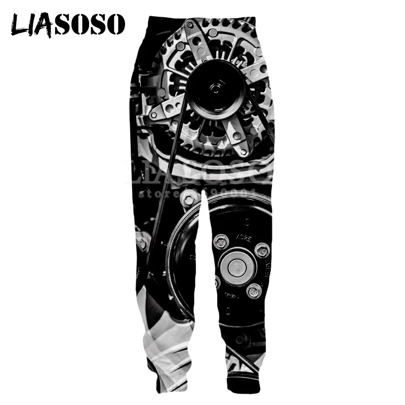 LIASOSO, новинка, 3d принт, мужские и женские спортивные штаны, механический с циферблатом двигателя, повседневные тренировочные штаны, штаны для бега, спортивные штаны, X2763