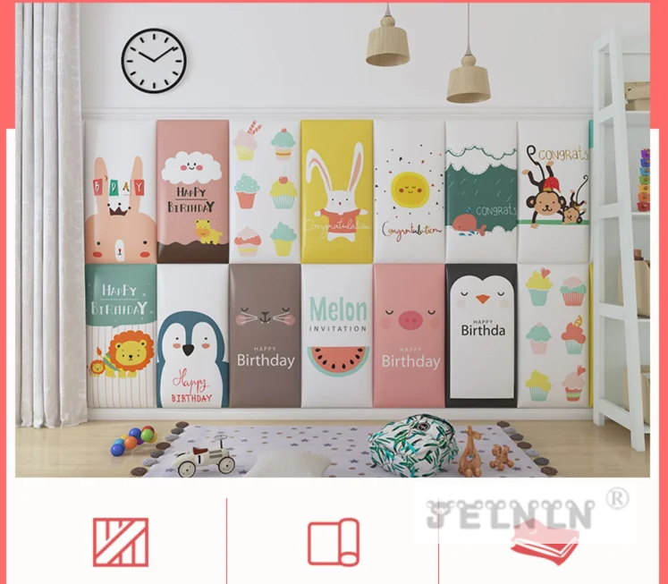 Мультфильм животных шаблон детская комната мультфильм анти-столкновения мягкая сумка изголовье мягкая Наклейка на мешок татами задняя мягкая сумка 3D стикер стены