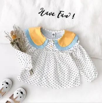 

2020 New Style Girls Pathcwork Shirt Spring Cotton Fashion Girls Blouse 1-6t PO755