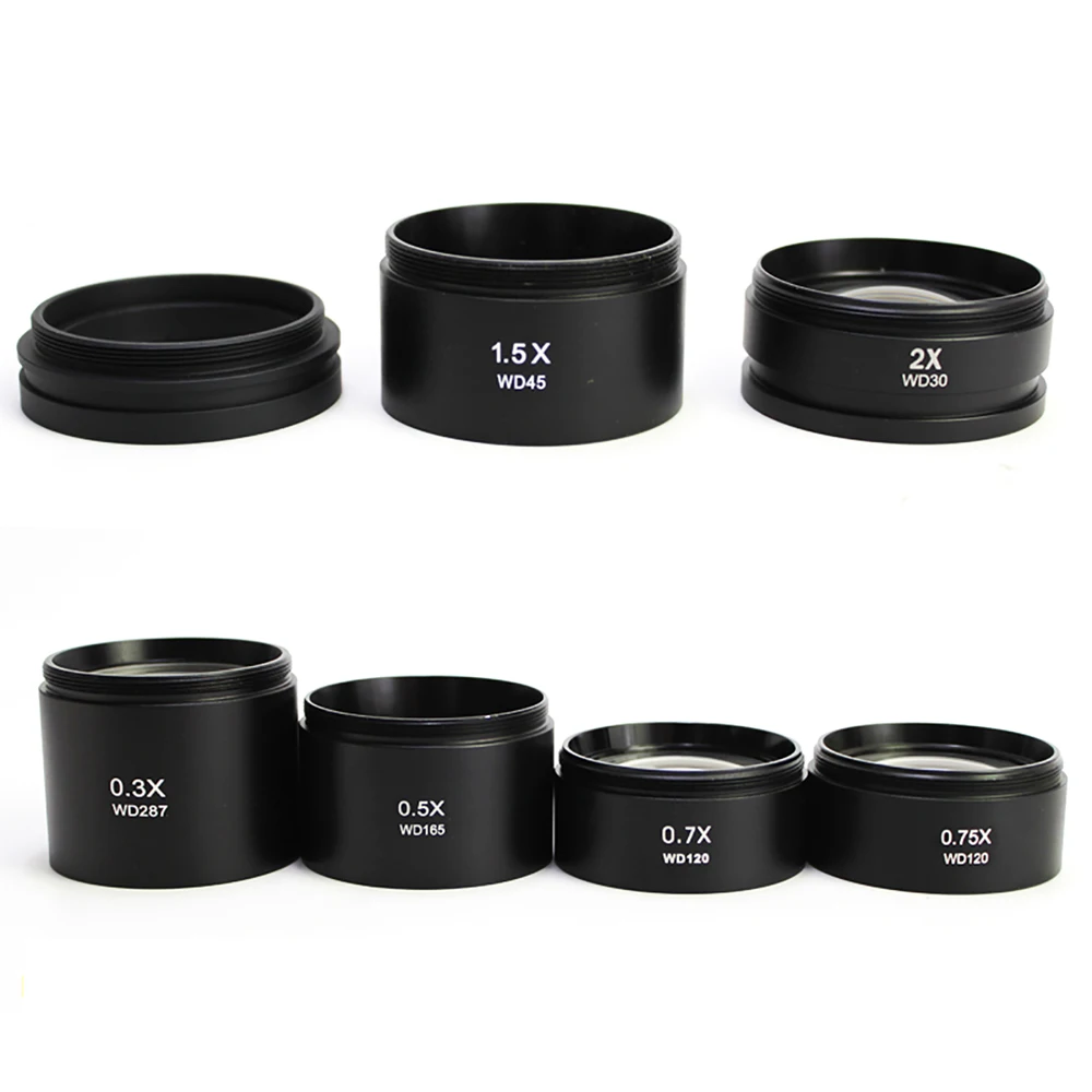 

0.3X 0.5X 0.7X 0.75X 1X 1.5X 2X Barlow Lens Stereo Microscope Lens Accessories Auxiliary Objective Lens 48mm Thread