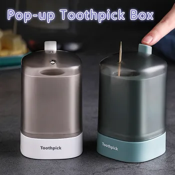 

Automatic Pop-up Toothpick Box Holder Container Portable Toothpick Dispenser Kitchen Gadgets Dinner Tableware Toothpick Holders