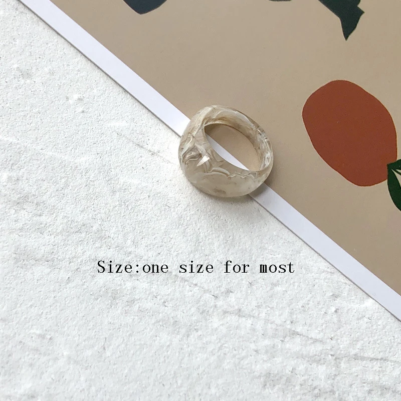 Finger Ring Korea Vintage Transparent Resin Colorful Chic Acrylic Geometric Irregular for Women 1 Pcs