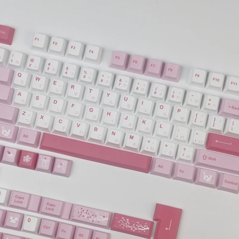 Gmk Hazakura Keycaps Grupo Pbt Dye Subbed Perfil Cherry Keycap com 3u Barra de Espaço 7u Iso Enter para Layout ue 141 Chaves - Imagem 4