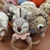 BPA Free Baby Wooden Teether DIY Crochet Deer Sheep Rattle Newborn Rodent Teething Ring Gym Educational Toys for Children Kids 2