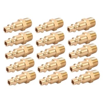 

NEW-Brass 1/4 Inch NPT Male Air Hose Quick Connect Adapter,Air Coupler Plug Kit,Air Compressor Fittings 15Pcs (Male NPT)