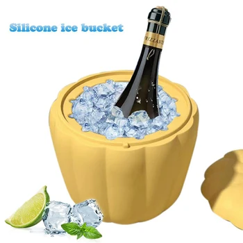 

Portable Silicone Ice Bucket Mold With Lid Space Saving Cube Maker Tools For Kitchen Party Barware Wine Ice Cooler Bar Tools