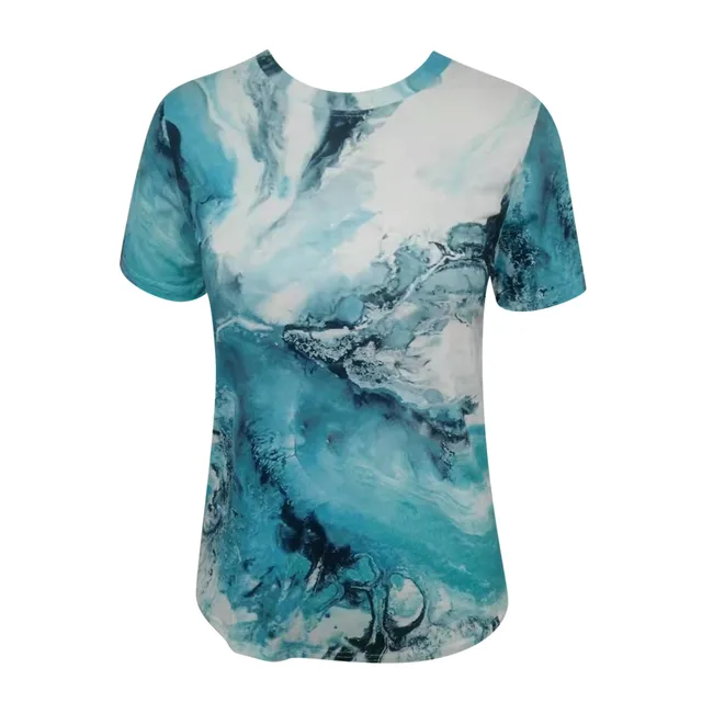 Women Sea Wave Tie-dye Print T Shirts Summer Ladies Casual Short Sleeve Tee Shirt Female Loose Tops Pullover Vetement Femme 2021 4