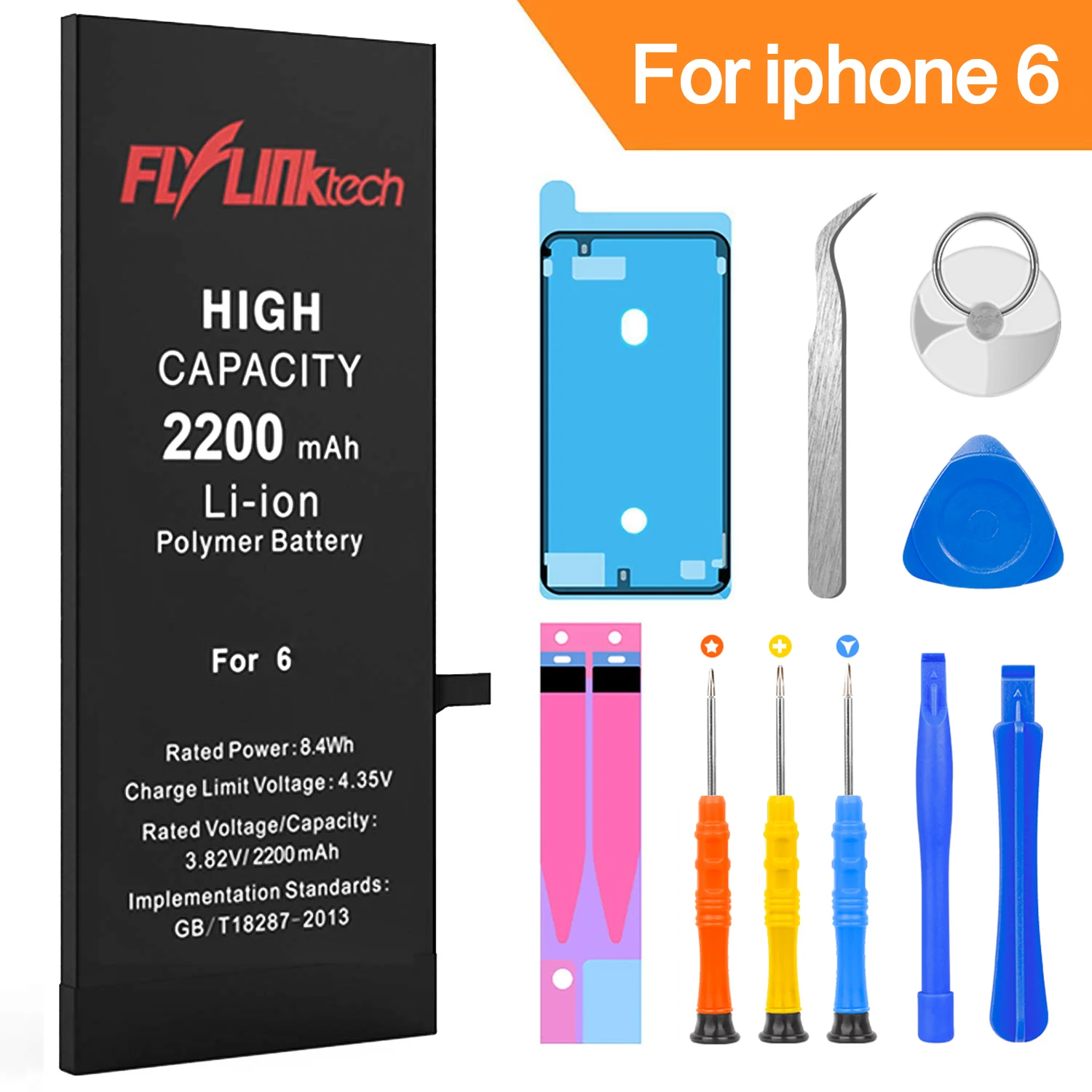 Flylinktech батареи мобильного телефона для iphone 6 6s plus Замена батареи большой емкости внутренний аккумулятор для iphone 6 plus - Цвет: 2200mAh for 6G