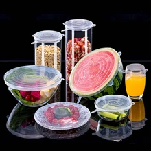 6PCS Reusable Fresh Keeping Covers Mini Compression Universal Silicone Stretch Lids Kitchen Accessories Use For Kitchen Food