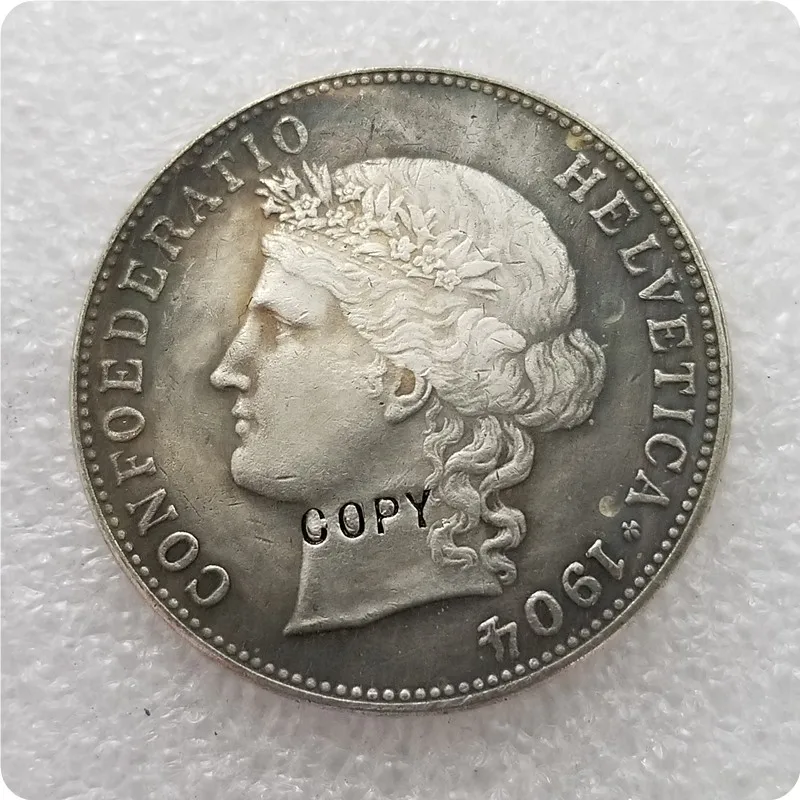 1888-1916 Switzerland 5 Francs BERN Copy Coin - Цвет: 1904
