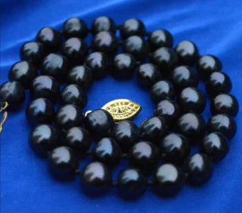 

9-10mm Natural Real Round TAHITIAN Black Pearl Necklace
