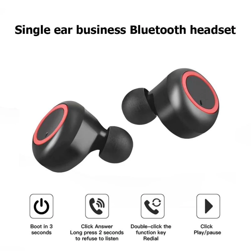 Наушники-вкладыши спортивные TWS Bluetooth гарнитура Bluetooth 5,0 Беспроводная бинауральная мини-Невидимая гарнитура