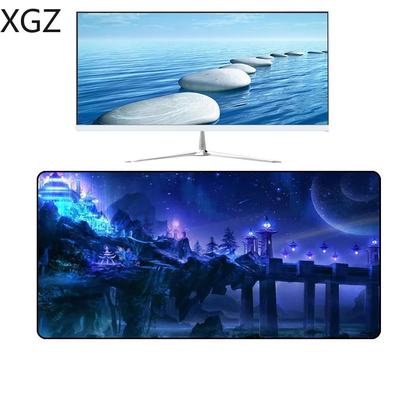 XGZ Game Player Mouse Pad Black Locking Edge Classic Anime Fantasy Purple Planet Computer Desk Mat Rubber Non-slip Lol Csgo Xxl